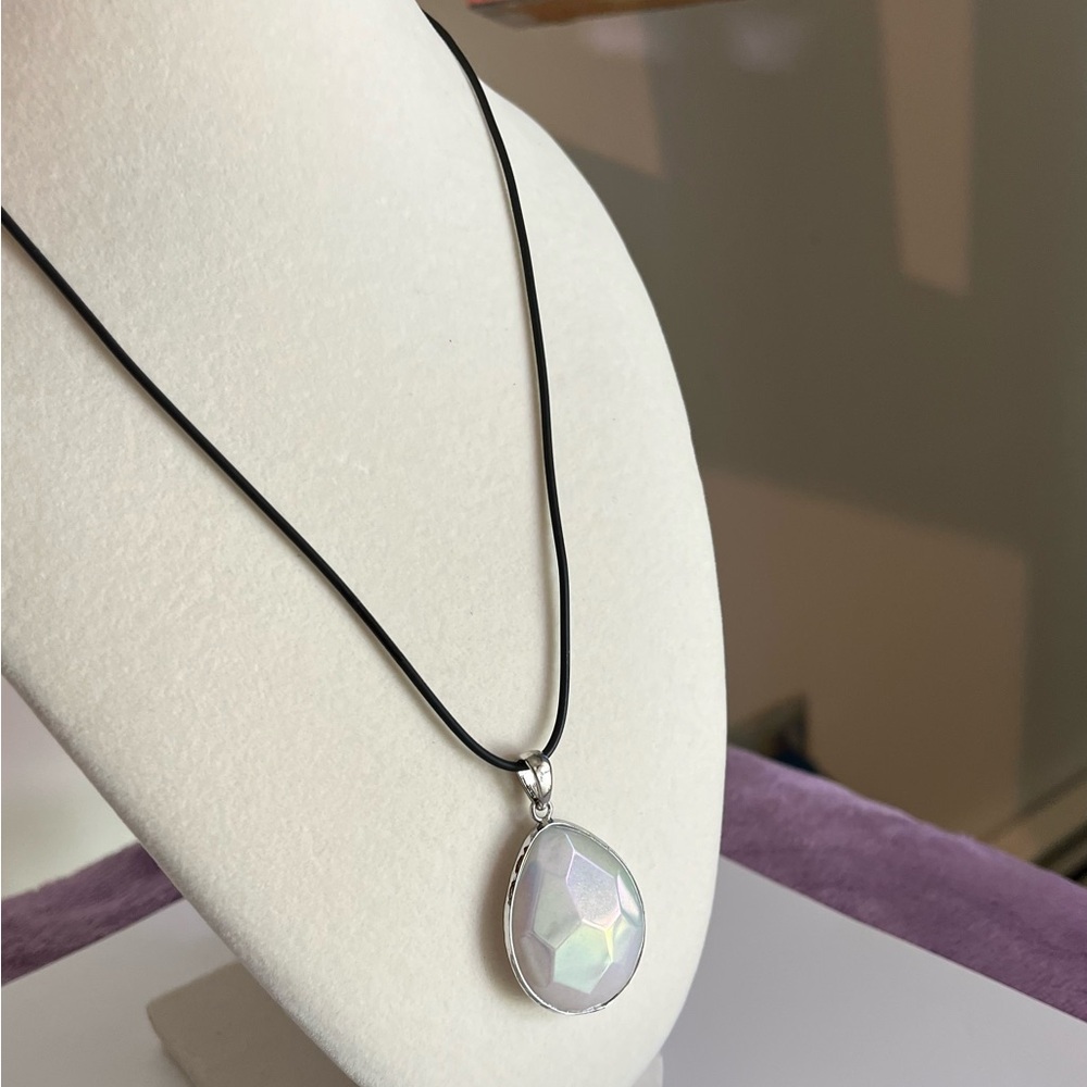 Stunning Iridescent Moonstone Teardrop Necklace